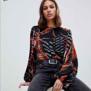ASOS weekday balloon sleeve blouse